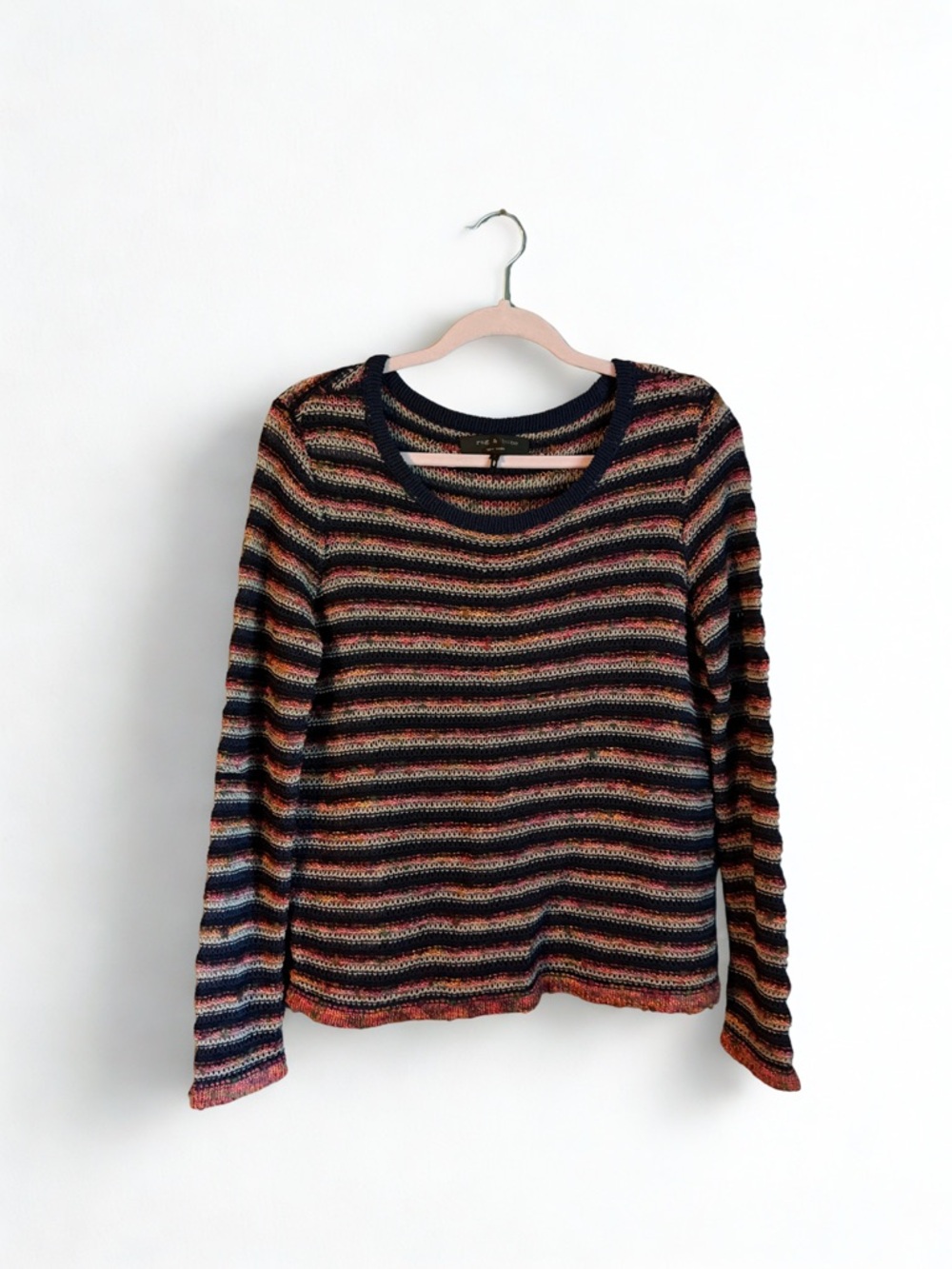 rag & bone Navy Multicolor Striped Knit Sweater